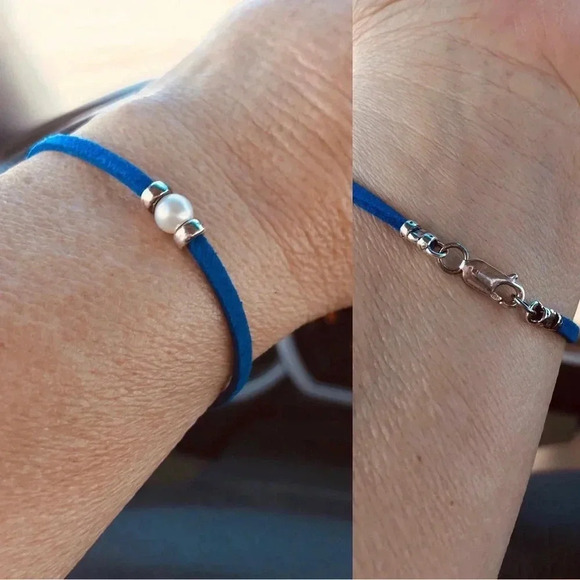 Skinny Bracelet,Faux Suede,Pearl Bracelet,Friendship Bracelets,Stacking Bracelet - Picture 2 of 5